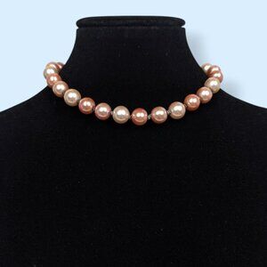 (2/$20) Vintage Peach & Pink Faux Pearl Choker Necklace